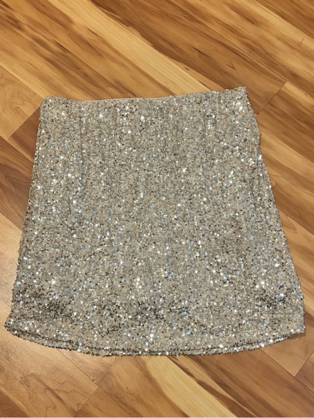 Tullea Sequin Mini Skirt - Champagne Silver Sparkle Size Large
